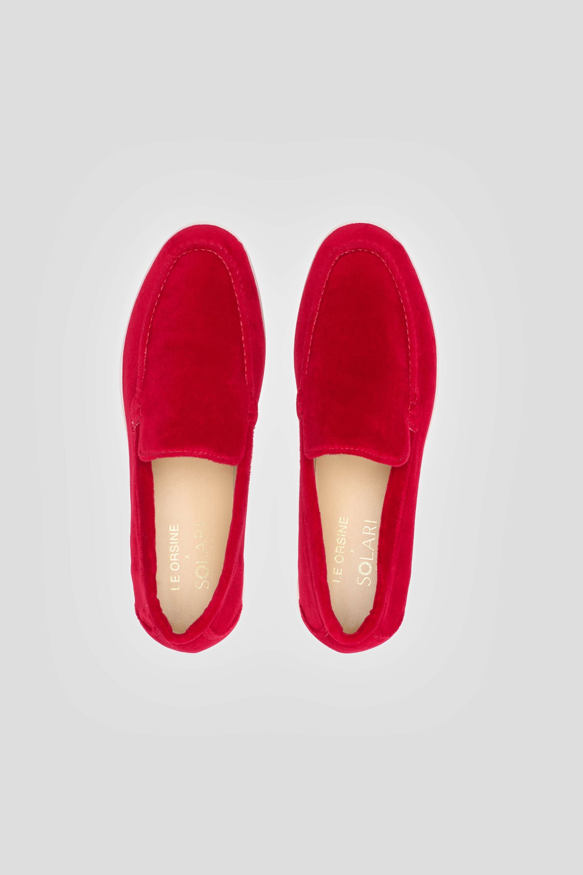 Vegan Velvet Loafer Red - front