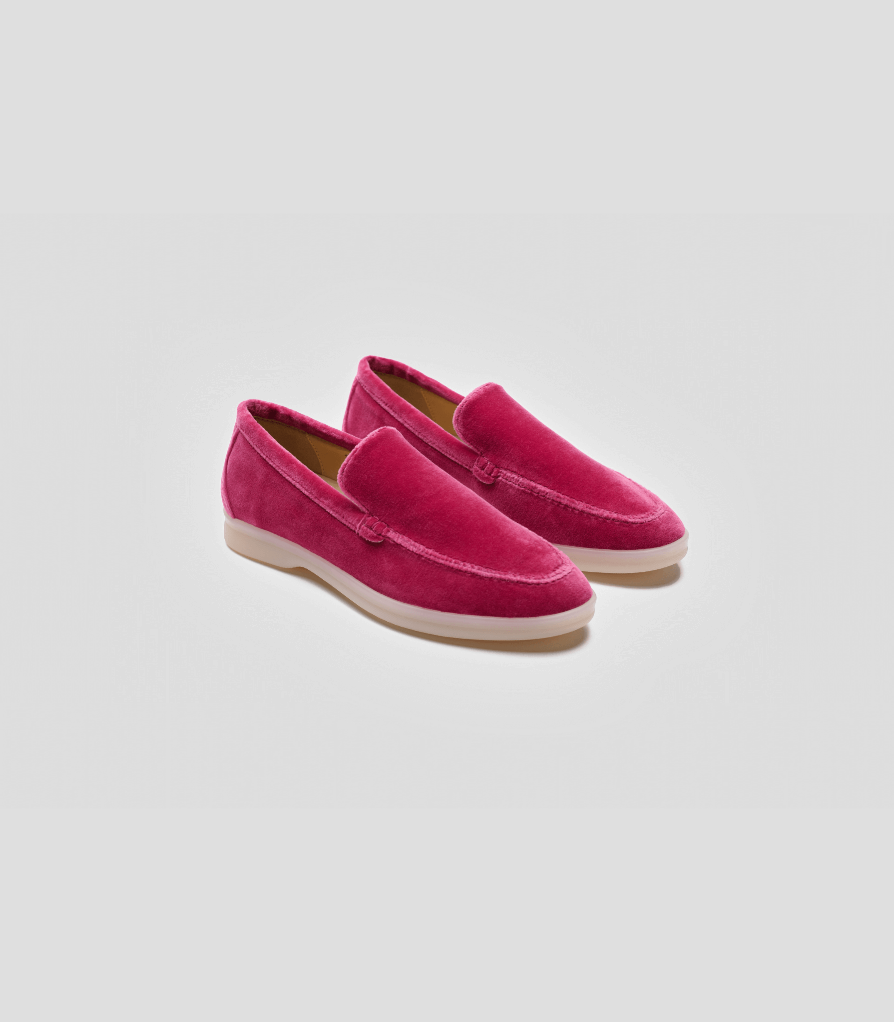 Vegan Velvet Loafer Pink - lateral