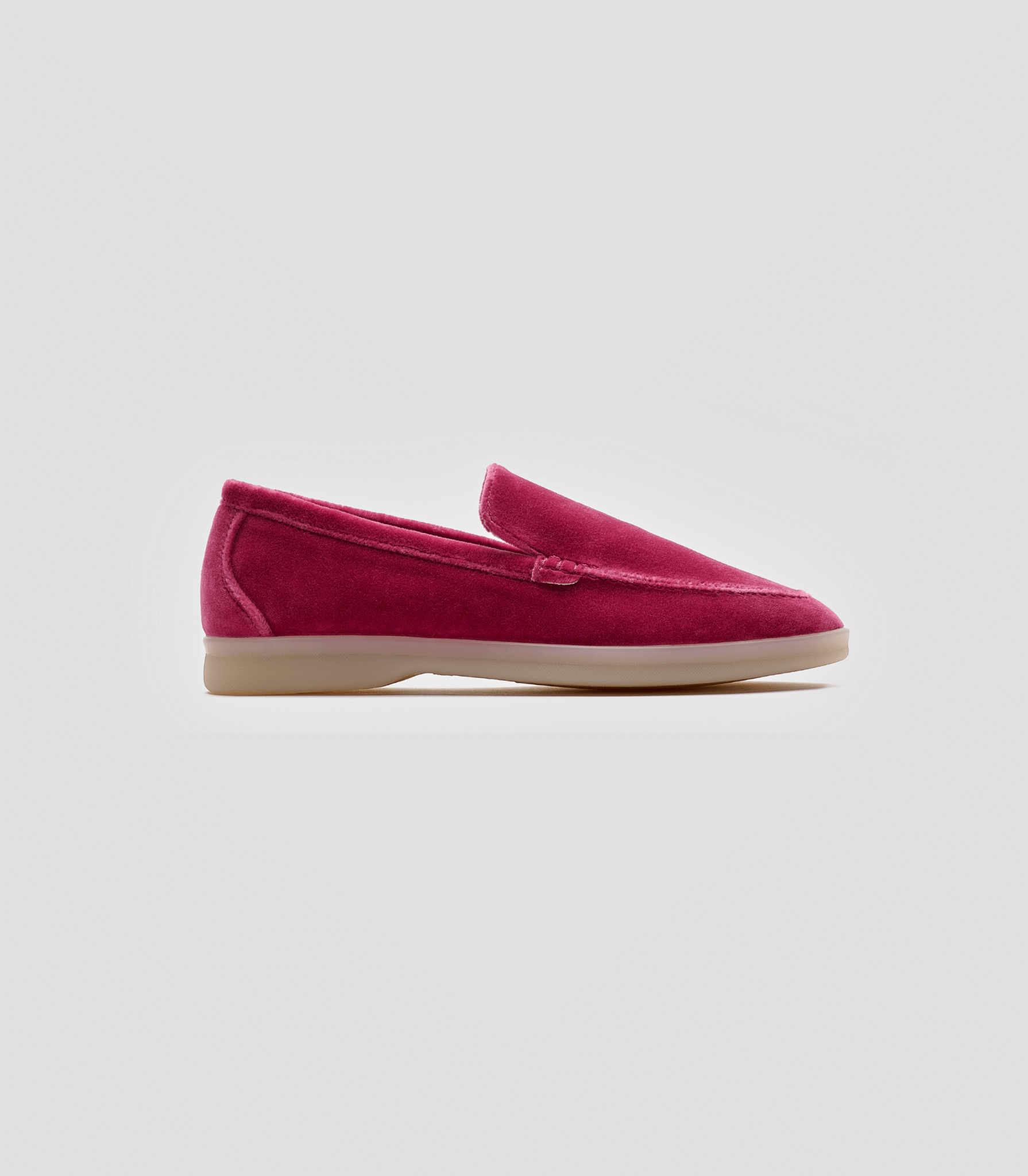 Vegan Velvet Loafer Pink - side
