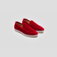 Vegan Velvet Loafer Red - lateral