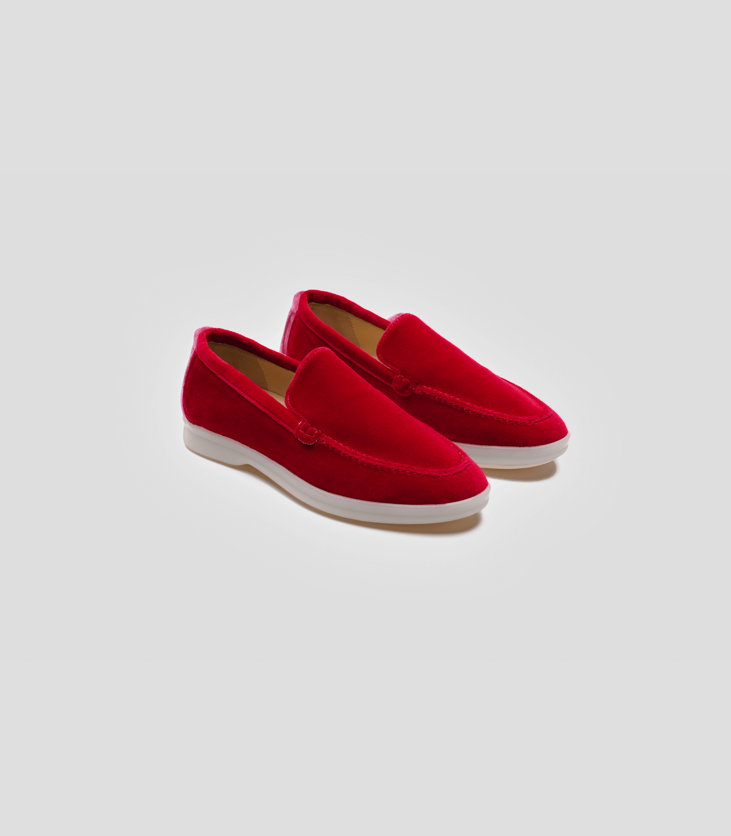 Vegan Velvet Loafer Red - lateral