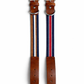 Striped vegan dog collar featuring durable acrylic, vegan leather details, and a nickel-free buckle.