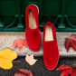 Vegan Velvet Loafer Red - still life