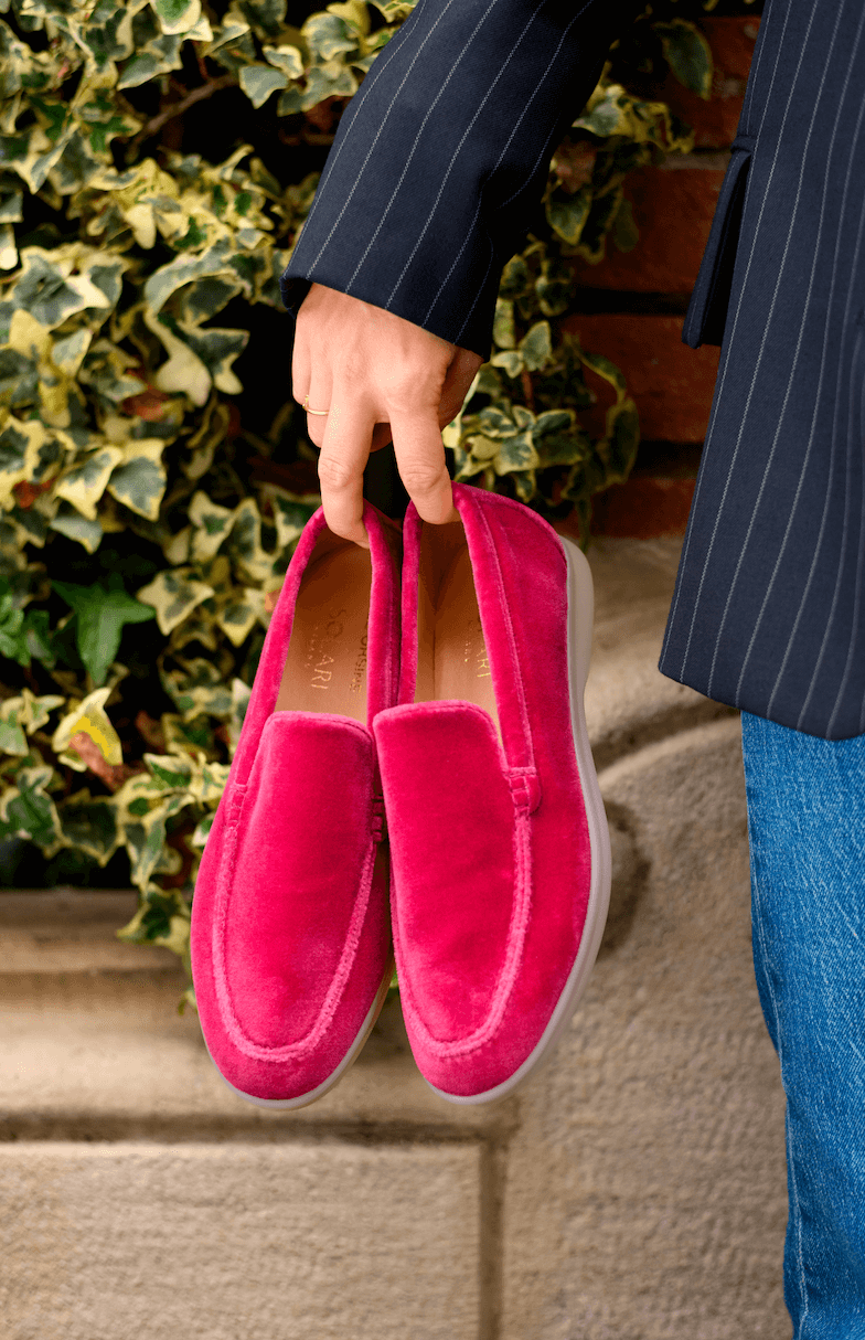 Vegan Velvet Loafer Pink - wear