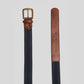 Sustainable striped blue and green vegan casual belt handmade in Italy.